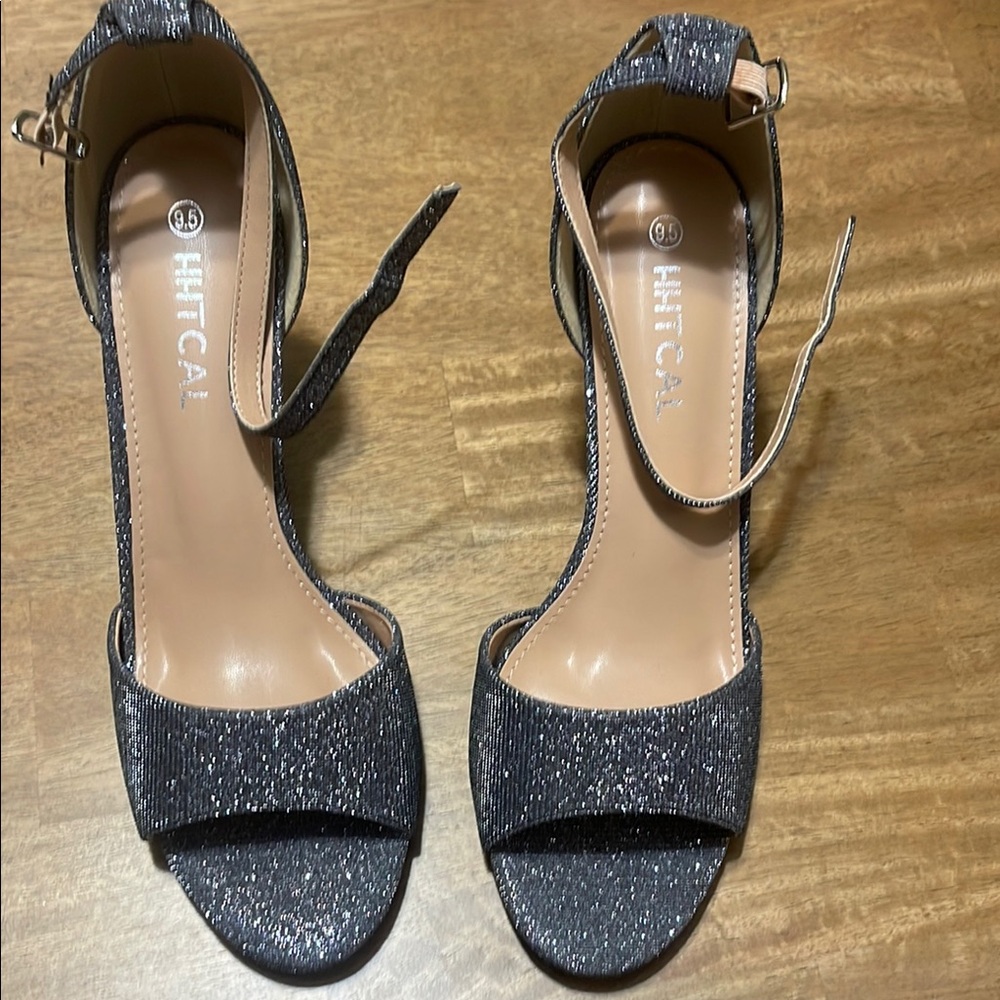 Elegant Silver Heels with Glitter Finish